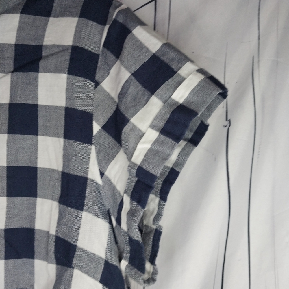 J.Crew Mercantile Gingham Plaid Popover Preppy Business Casual Short Sleeve Top - Picture 2 of 8